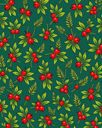 Crimson Berry Green Leaf Garland Rug