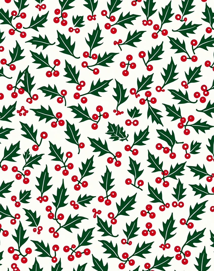 Classic Holly Berry Botanical Motif Rug