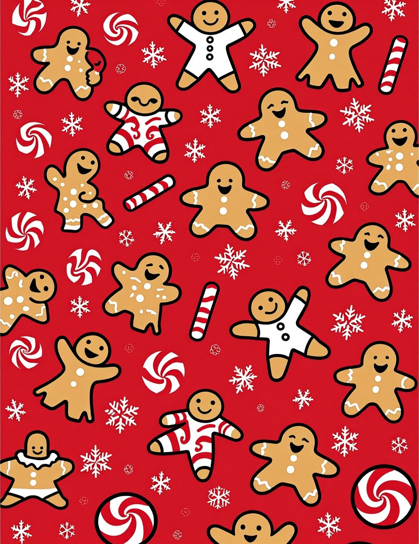 Festive Gingerbread Man Snowflakes Candy Rug