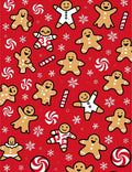 Festive Gingerbread Man Snowflakes Candy Rug