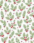 Festive Green Sprigs Red Berry Accents Rug