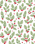 Festive Green Sprigs Red Berry Accents Rug