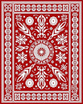 Scarlet White Botanical Garden Medallion Rug