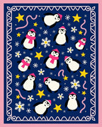 Cute Penguin Winter Wonderland Stars Rug