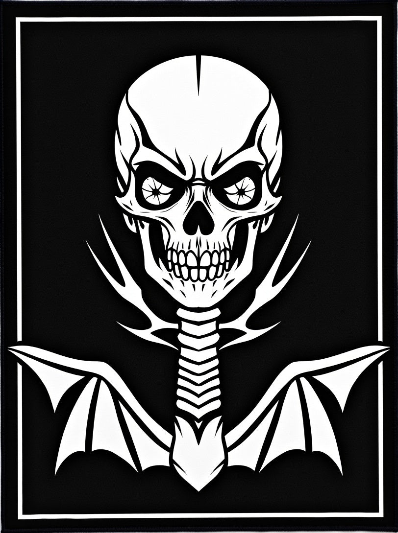 Monochromatic Fierce Skull Bat Wings Rug