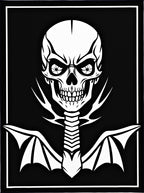 Monochromatic Fierce Skull Bat Wings Rug