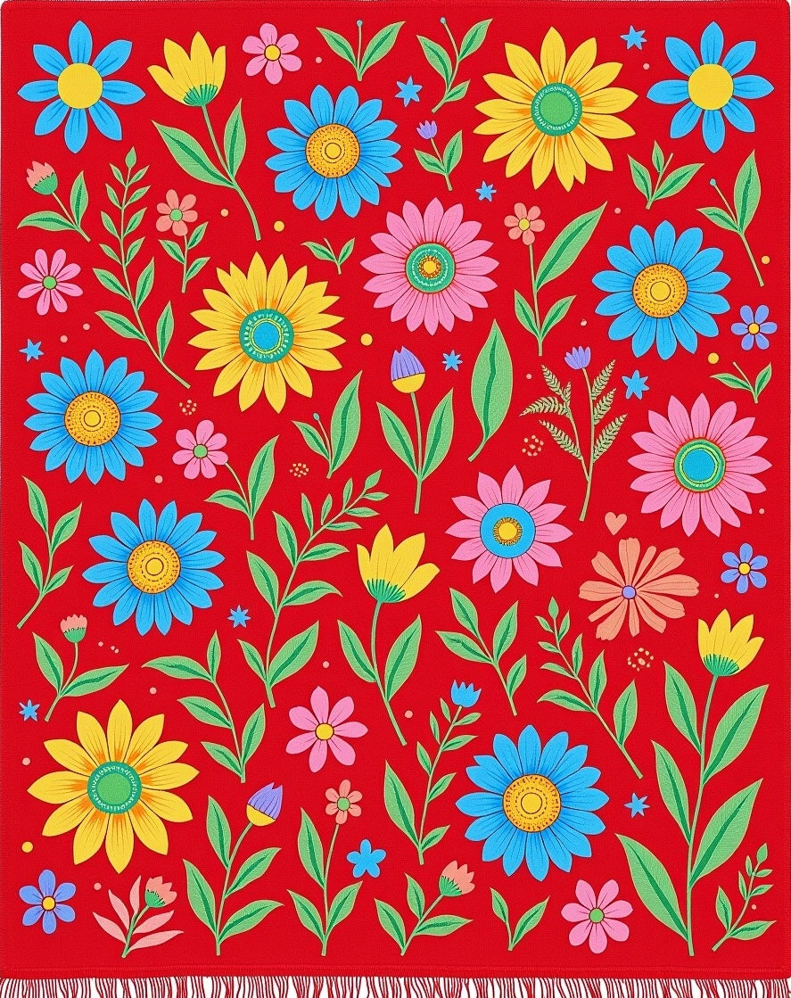 Vibrant Floral Pop Art Rug