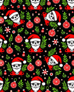 Spooky Black Christmas Santa Ornaments Rug