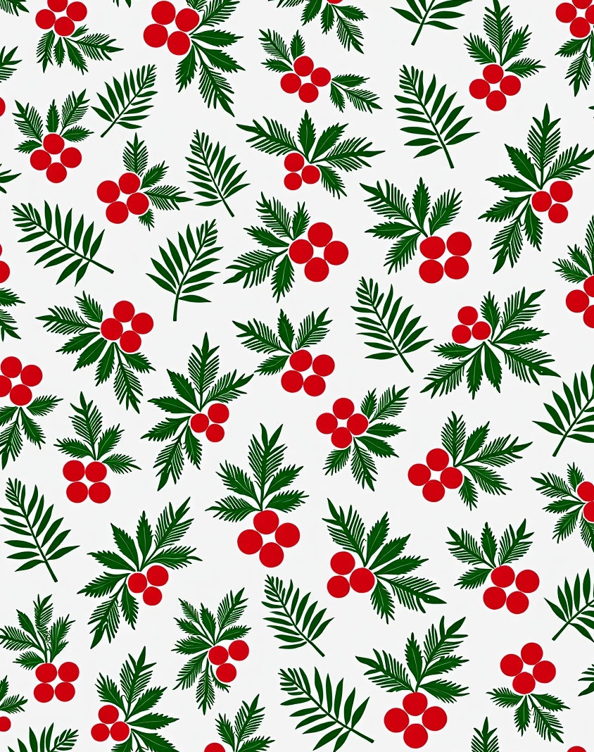 Festive Red Berry Green Leaf Scatter Rug