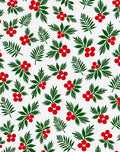 Festive Red Berry Green Leaf Scatter Rug
