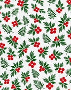 Festive Red Berry Green Leaf Scatter Rug