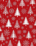 Red White Christmas Tree Snowflake Repeat Rug