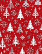 Red White Christmas Tree Snowflake Repeat Rug