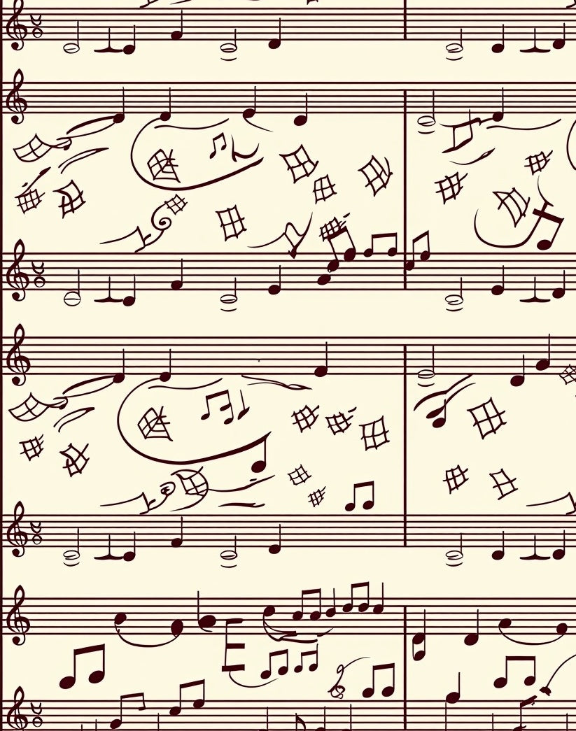 Retro brown musical notes on cream Rug