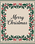 Festive Holly Border Cream Rug
