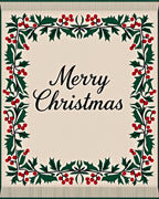 Festive Holly Border Cream Rug