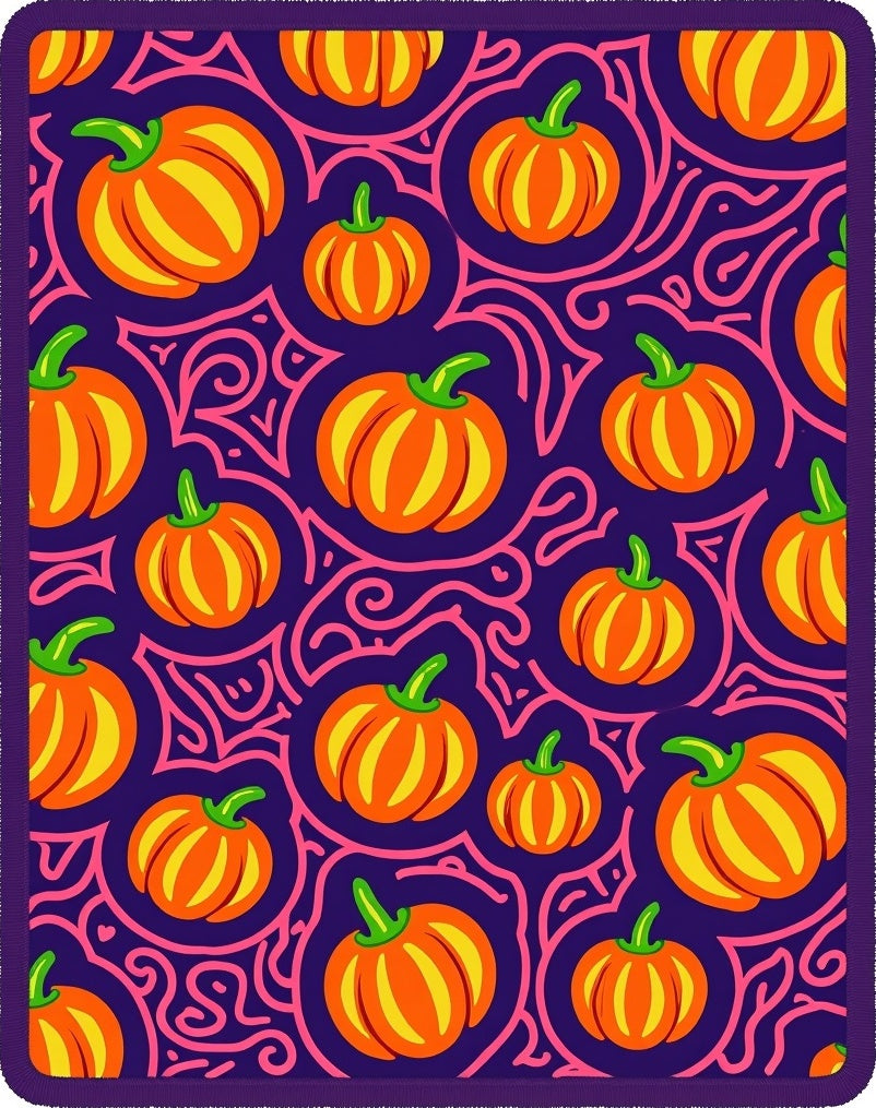 Orange Pumpkin Swirls With Purple Background Rug