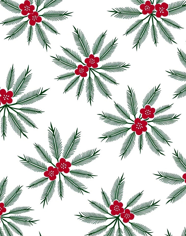 Red Floral Green Leaf Burst Rug