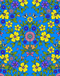 Vibrant Floral Butterfly Garden Blue Rug