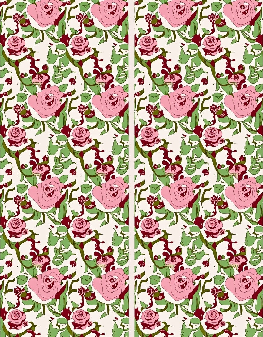 Whimsical Pink Floral Vine Garden Rug
