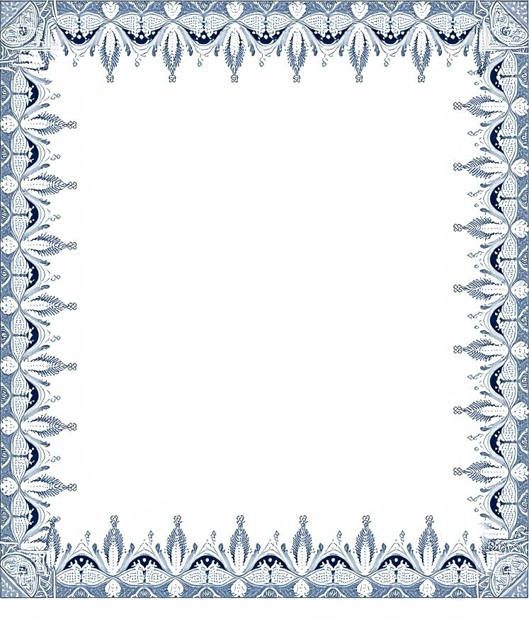 Classic Blue White Filigree Border Rug