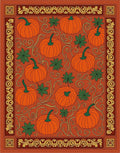 Vintage Pumpkin Vine Autumn Border Rug
