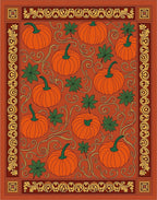 Vintage Pumpkin Vine Autumn Border Rug