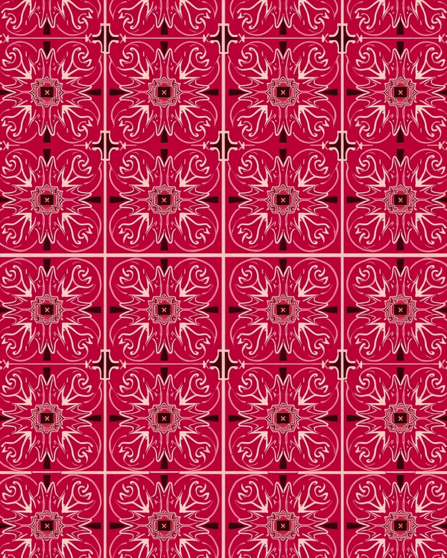 Crimson Red Intricate Floral Medallion Rug