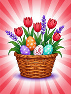 Spring Tulip Easter Egg Basket Rug