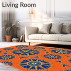 Bright Blue Sunburst Floral Medallion Rug