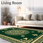 Emerald Green Ornamental Mandala Rug