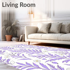 Pastel Purple Floral Botanical Field Rug