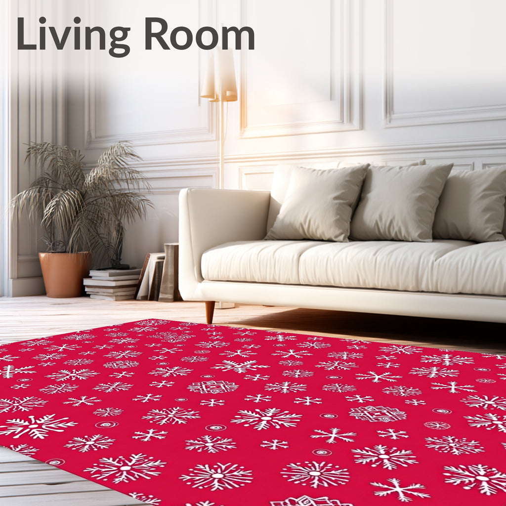 Festive Red Snowflake Medley Rug