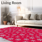 Festive Red Snowflake Medley Rug