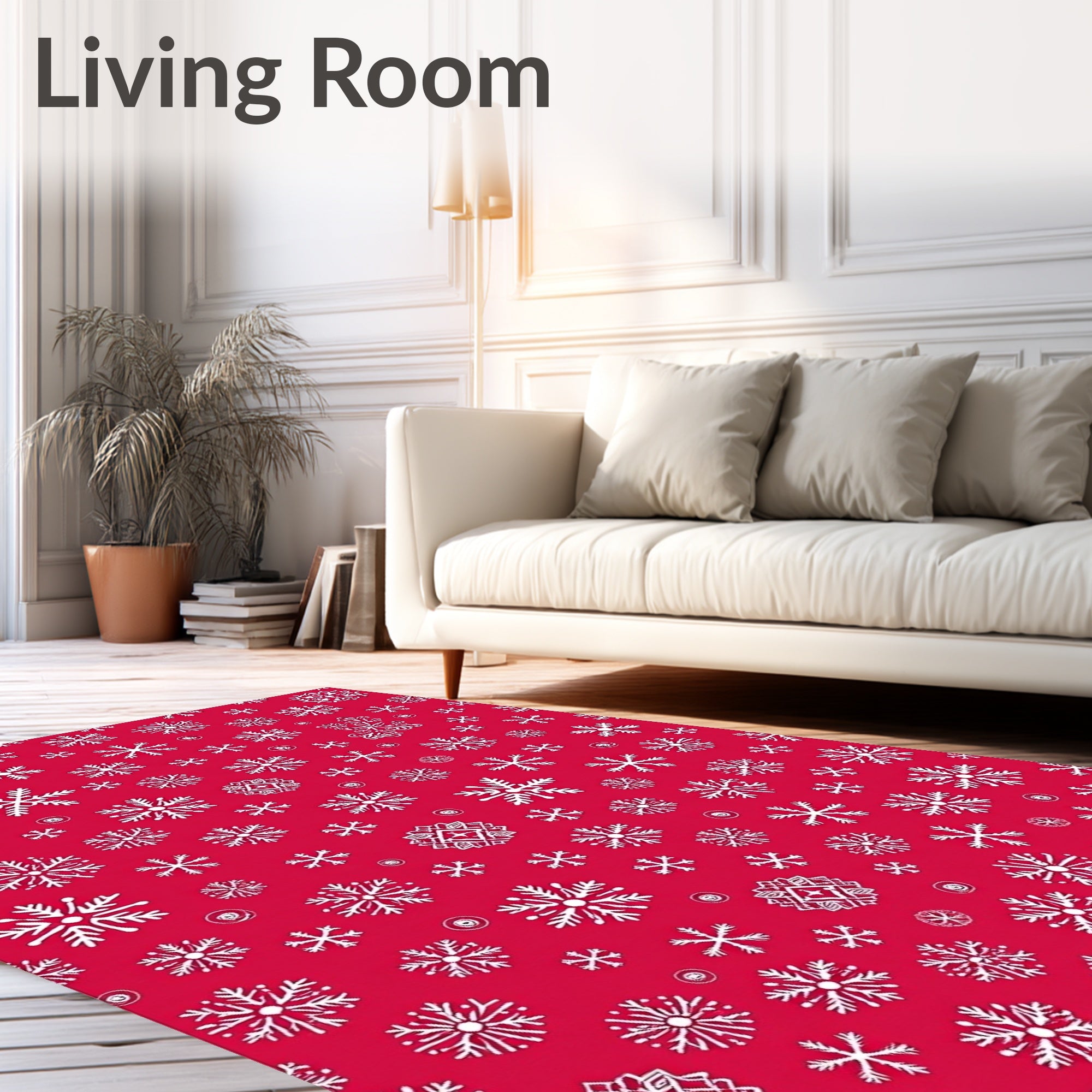 Festive Red Snowflake Medley Rug