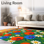 Bright Poppy Field Sunset Rug