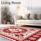 Crimson Santa Claus Snowflake Motif Rug