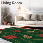 Rich Green Pinecone Floral Arrangement Rug