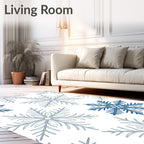 Winter Blue Snowflake Repeating Image Rug