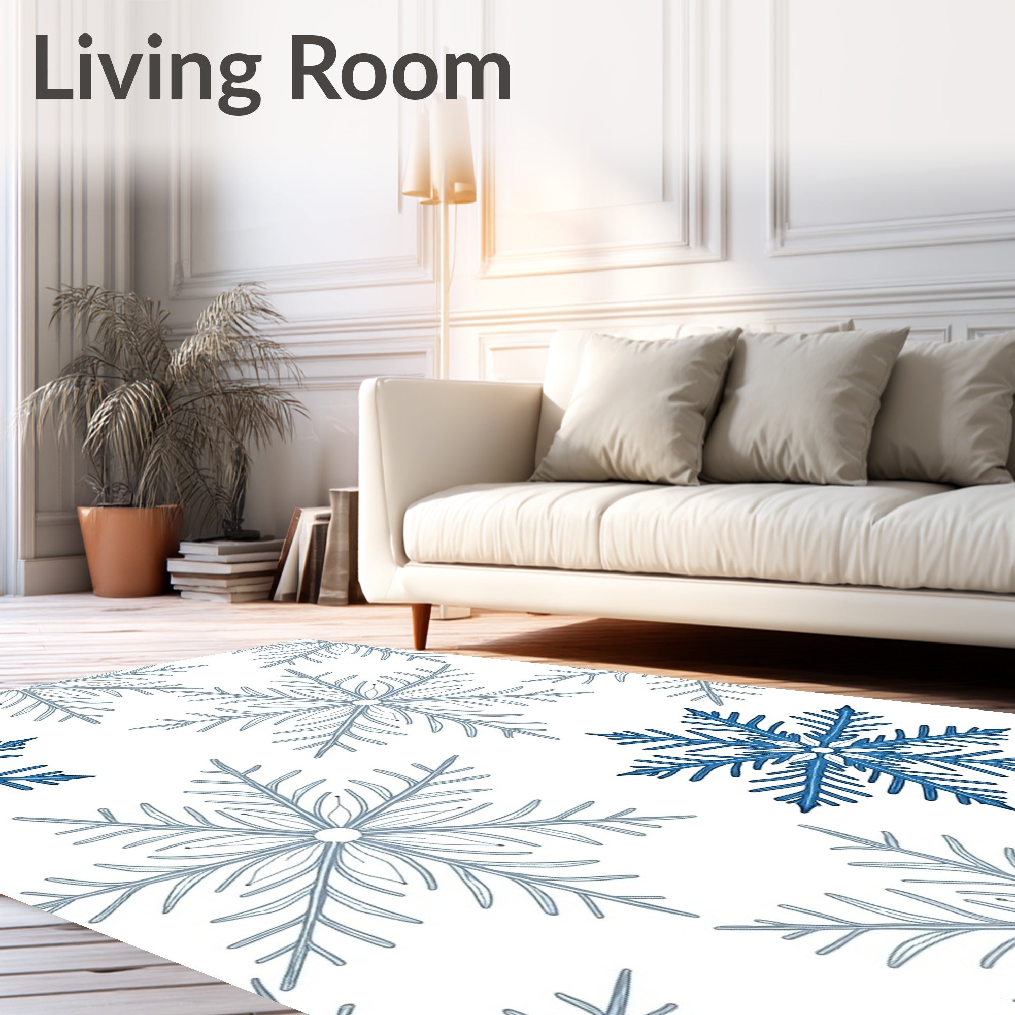 Winter Blue Snowflake Repeating Image Rug