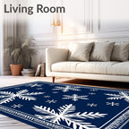 Deep Blue Winter Snowflake Scatter Rug