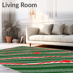 Green Red White Wavy Stripes Rug