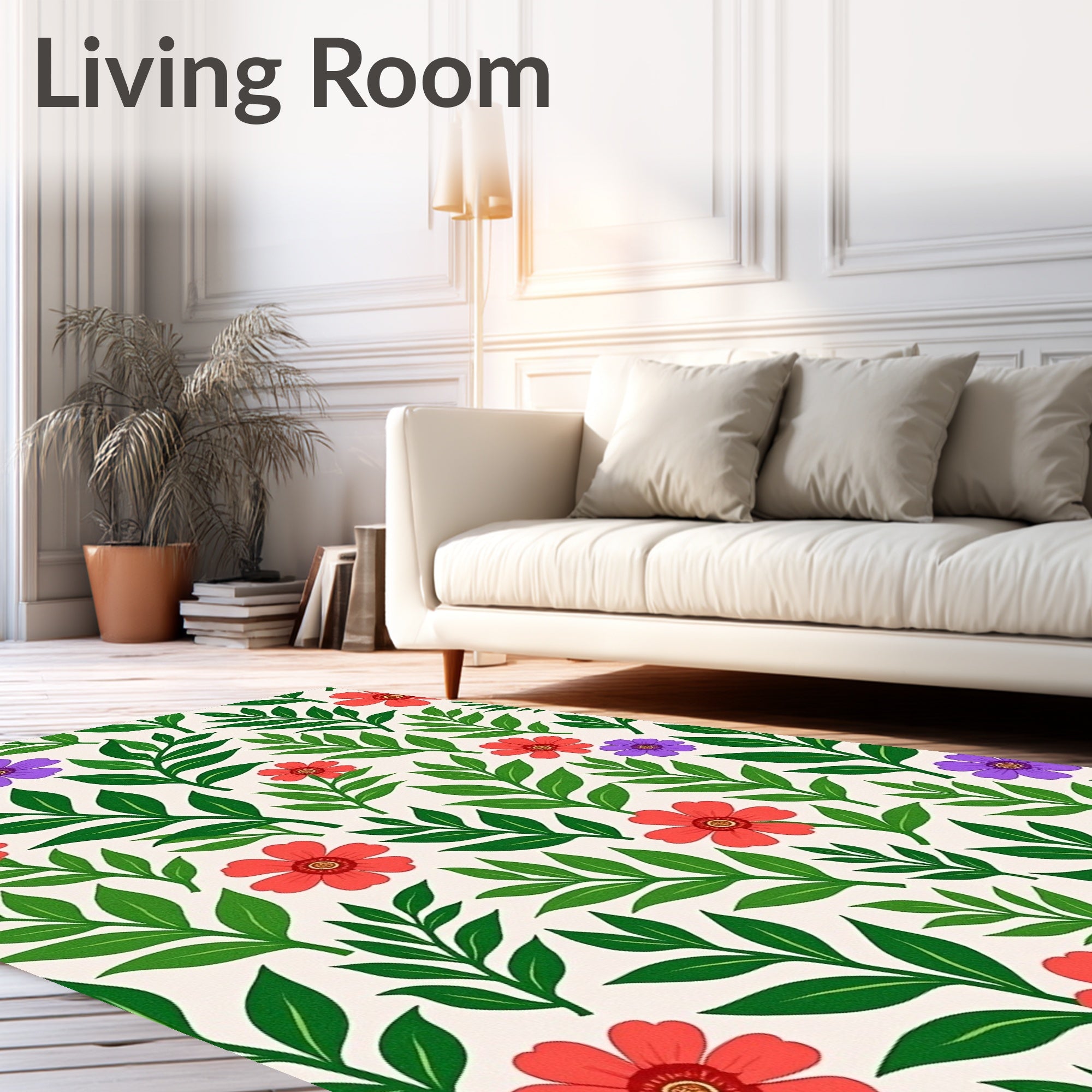 Red Violet Floral Foliage Repeat Rug