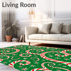 Whimsical Red White Swirl Candy Canes Rug