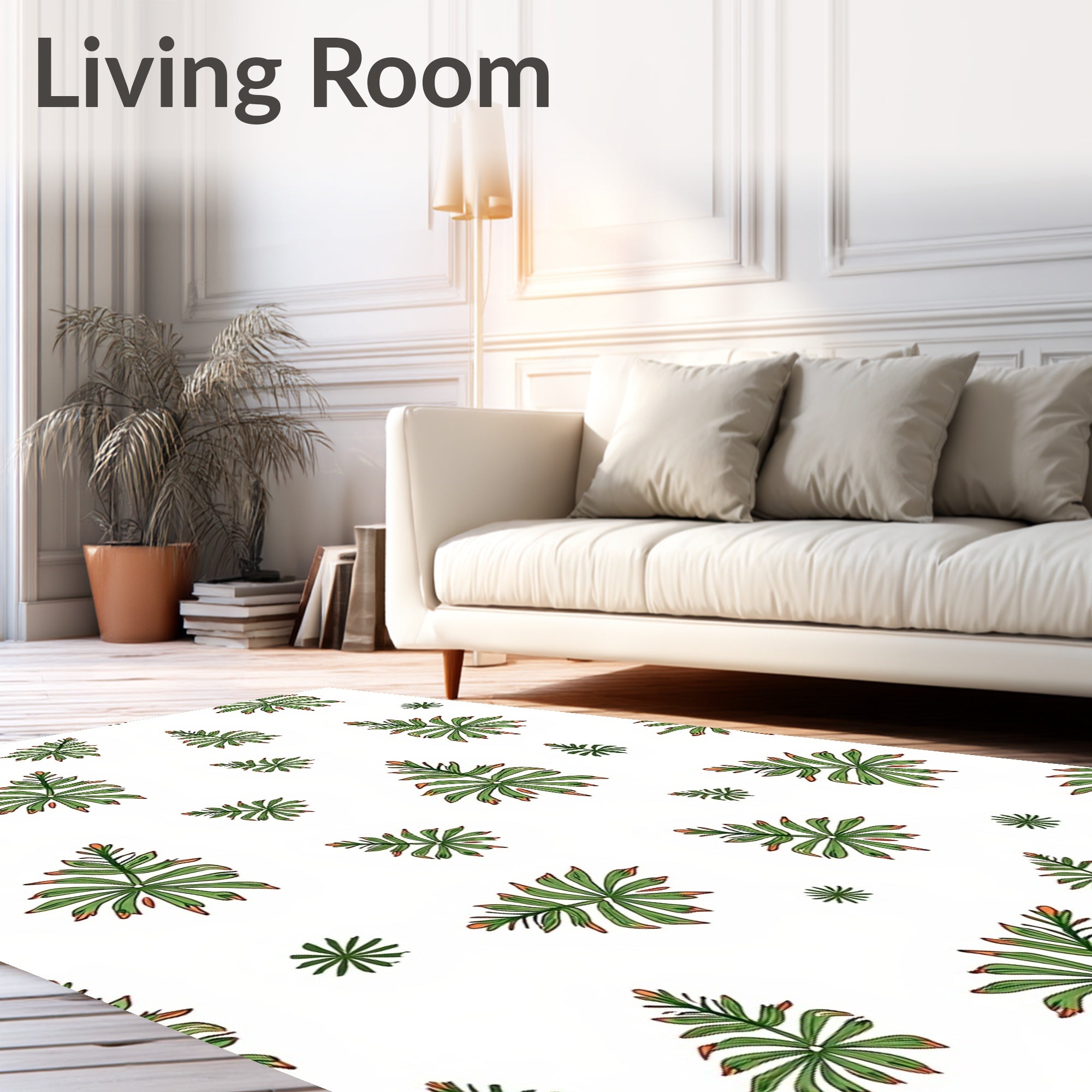 Green Leafy Palm Scatter Rug