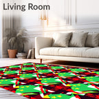 Green Yellow Red Plaid Fragmented Star Rug