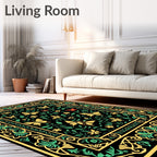 Black Yellow Green Butterfly Garden Rug