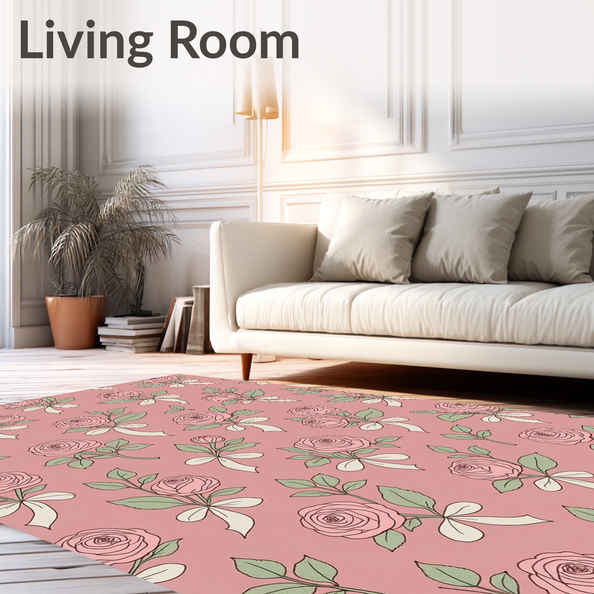Blush Pink Rose Bouquets With Ribbons Rug