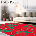 Crimson Green Leaf Vine Flourish Rug