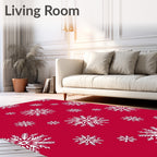 Crimson White Snowflake Cascade Rug